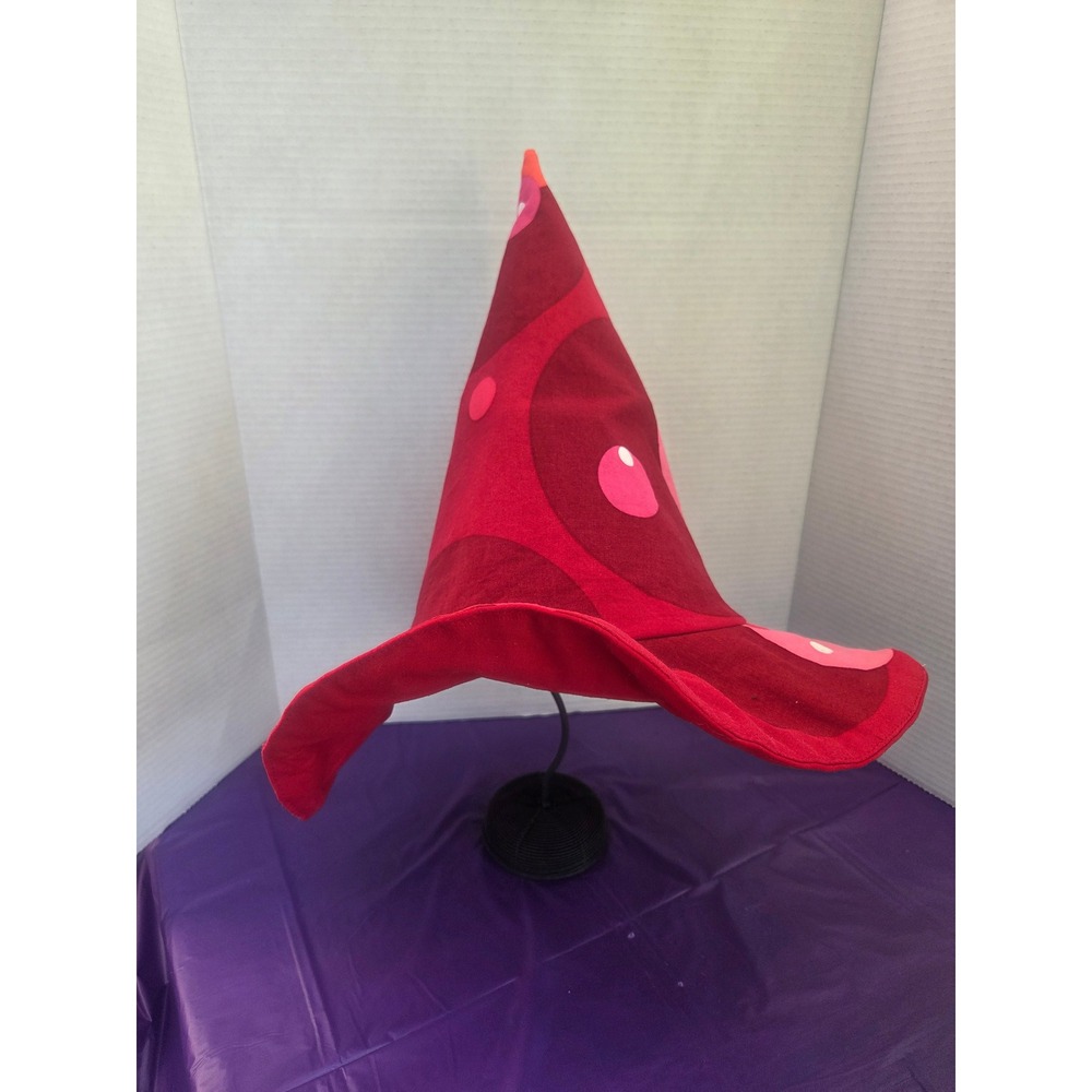 Red Pink Polka Dot Wizard Witch Hat Psychedelic Cosplay Costume Accessory